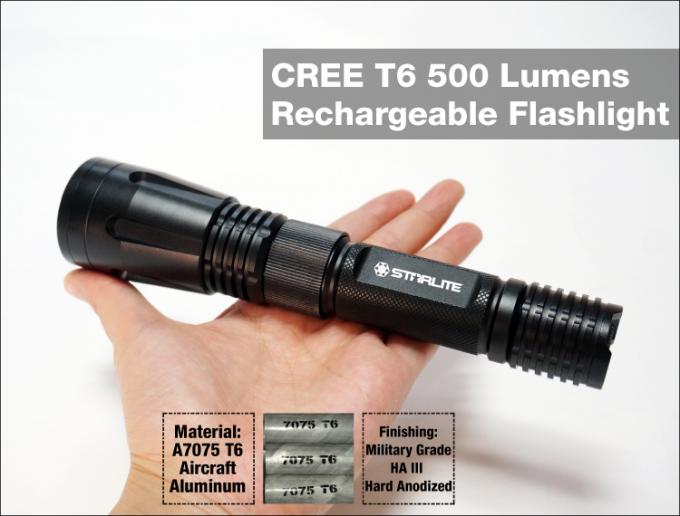 An ninh guard hot bán khó khăn 1x18650 có thể sạc lại tiện dụng siêu sáng IP67 thời gian làm việc dài XML T6 đèn pin