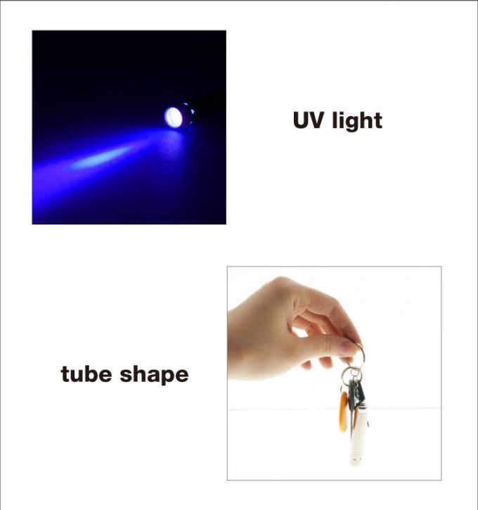 ống hình dạng không gỉ stell bạc UV ánh sáng 3xLR44 (AG13) đuôi push button s ring led keychain ánh sáng cho quà tặng khuyến mãi cao cấp như vậy