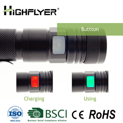 XPE Nút phát sáng Đèn pin sạc Micro USB, Đèn chùm tập trung LED Đèn pin