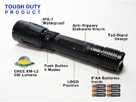 Thực thi pháp luật năng lượng cao Đèn pin chiến thuật IPX7 Chống nước