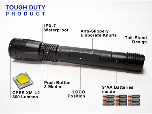 An ninh thực thi pháp luật ngoài trời Flashlights có thể sạc lại thiết bị tự vệ