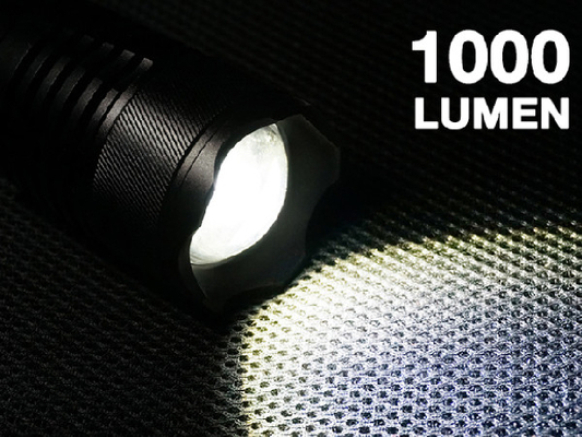 Zoom Head High Security Torchlight 1000 Lumen với pin 9 * AA