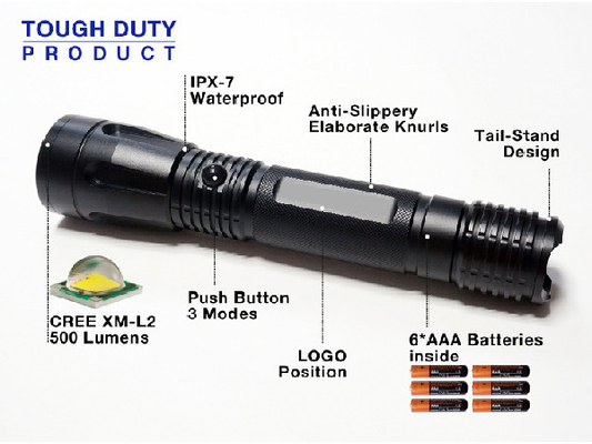Điện HA III Cắm Trại Di Động LED Flashlight Quân Sự Chức Năng Strobe Chiến Thuật