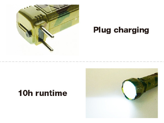 Kích thước tiện dụng 1W LED cắm sạc Torch IPX3 10 giờ ánh sáng thời gian chạy