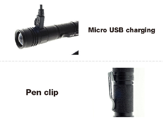 Zooming Hand Strap nhỏ sạc Torch, USB sạc Led Torch