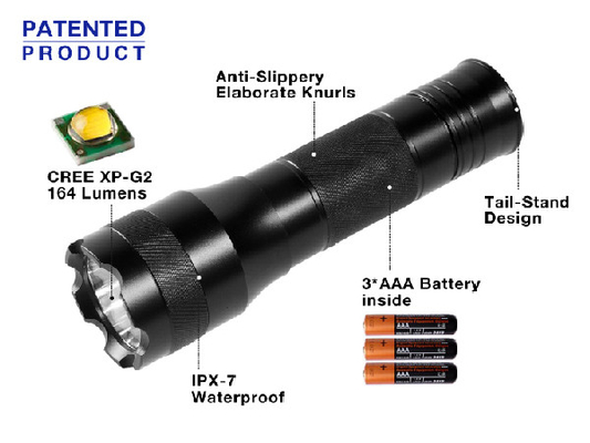 EDC không thấm nước cầm tay dẫn đèn pin 164 Lumens vật liệu hợp kim nhôm