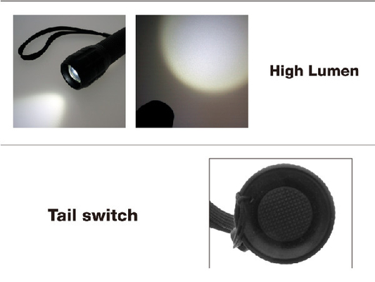Skidproof EDC LED Đèn pin 500 Lumen Độ sáng cao 5W Công suất đầu ra